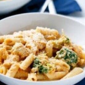 close up pumpkin chicken alfredo