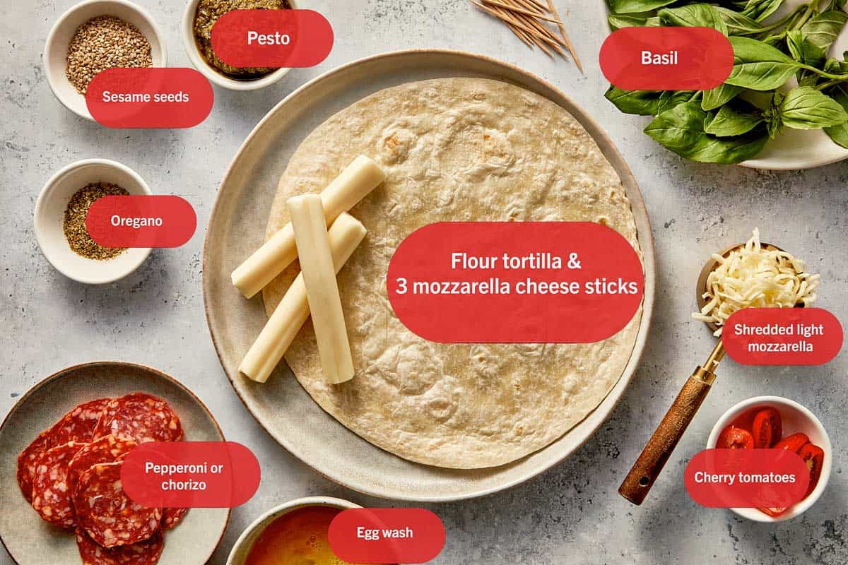 Ingredients homemade airfryer tortilla pizza