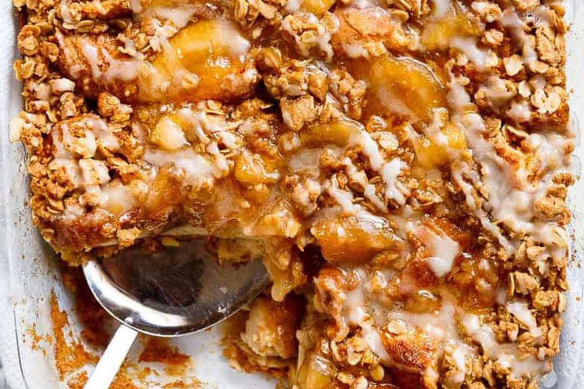 Close-up shot of Apple Pie French Toast Bake.