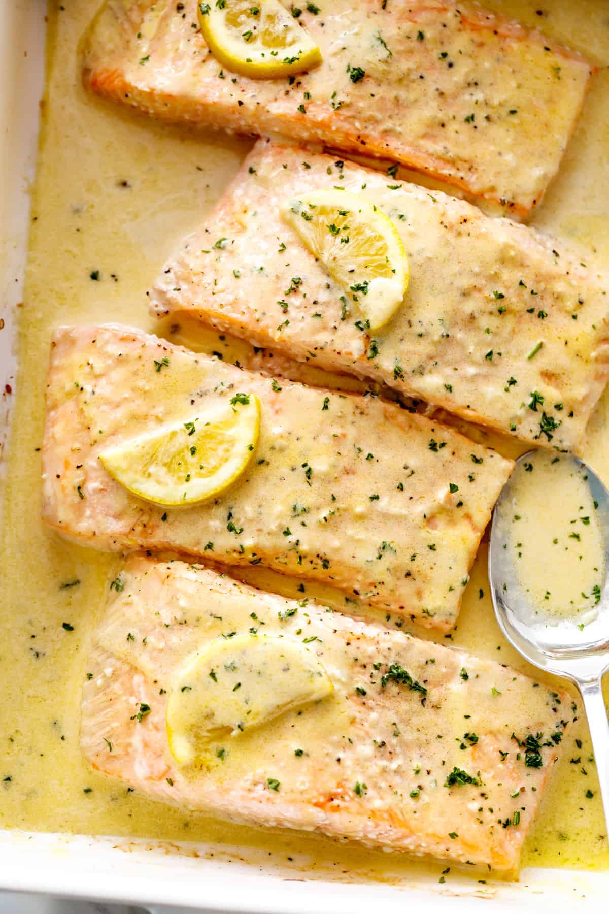 Baked Salmon, plus Lemon Butter Cream Sauce