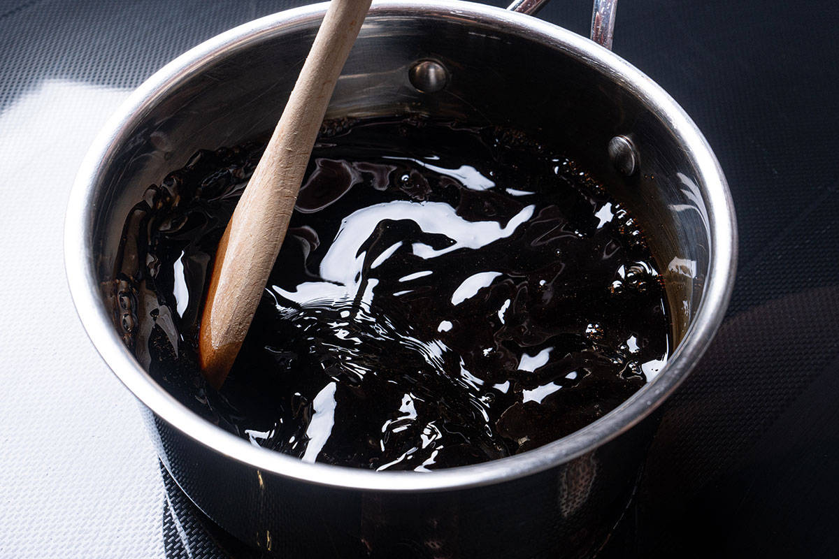 balsamic glaze being stirred