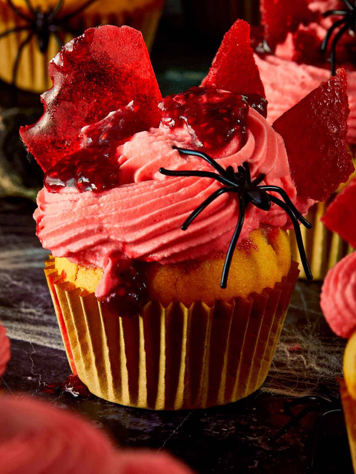 Bloody Raspberry Muffins, plus Broken Glass Topping