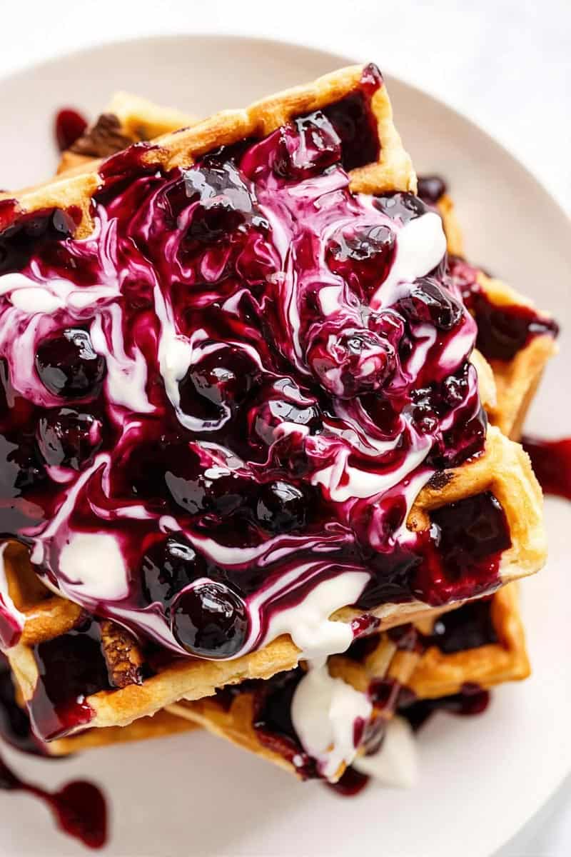 Melting Blueberry Lemon Sauce from Cheesecake Waffles
