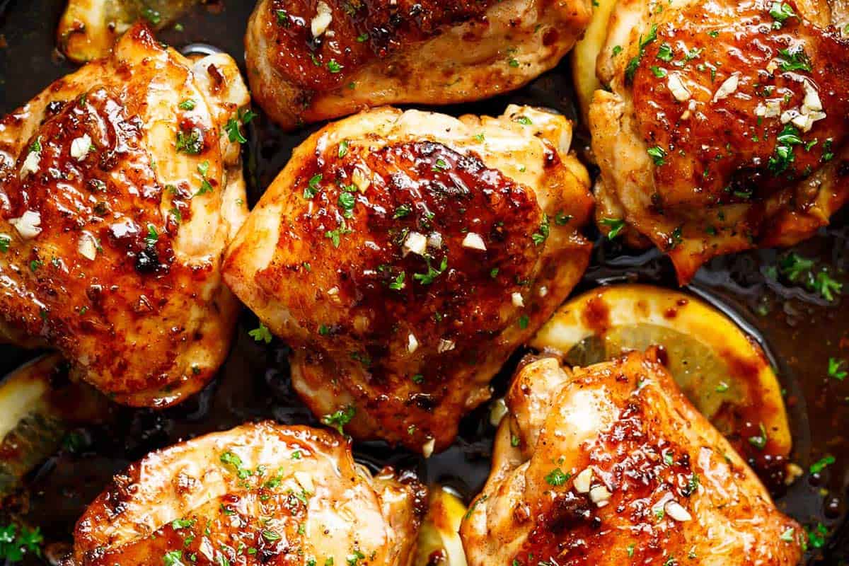 Close-up shot of Brown Butter Chicken.