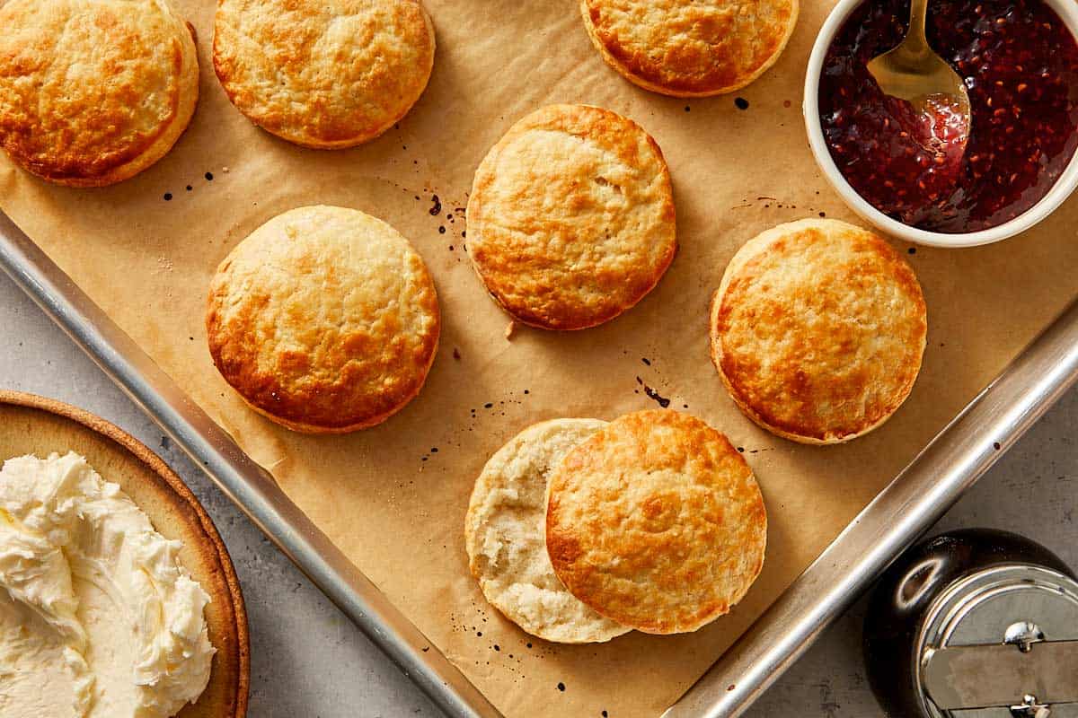 Baked buttermilk biscuits ready to be filled |