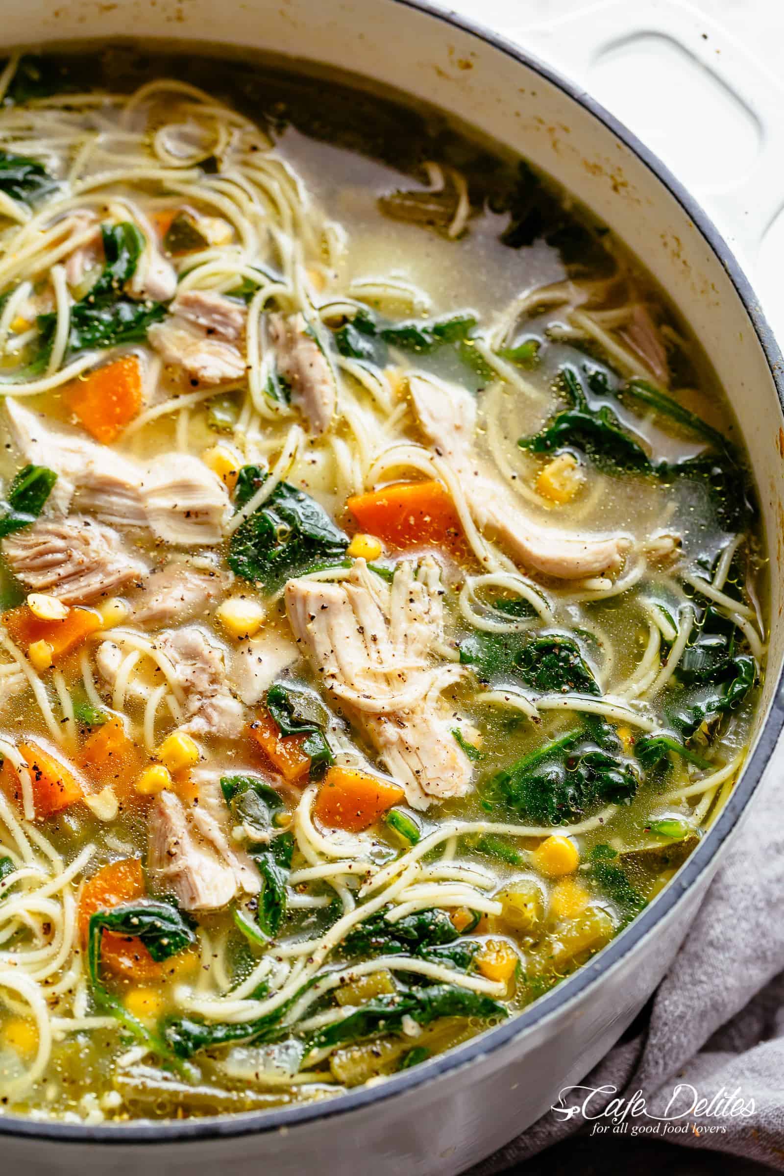 Chicken Noodle Soup loaded with vegetables in a bowl