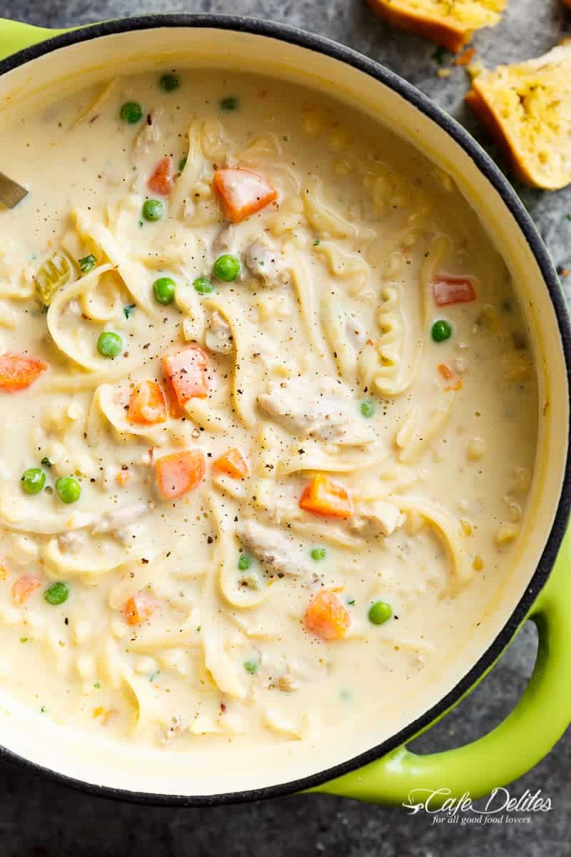 Creamy Chicken Noodle Soup (Lightened Up)