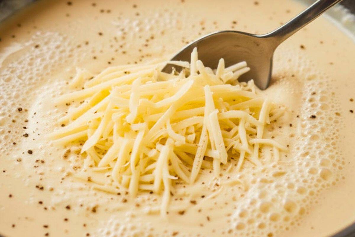 Add the parmesan cheese and mix until the cheese melts.