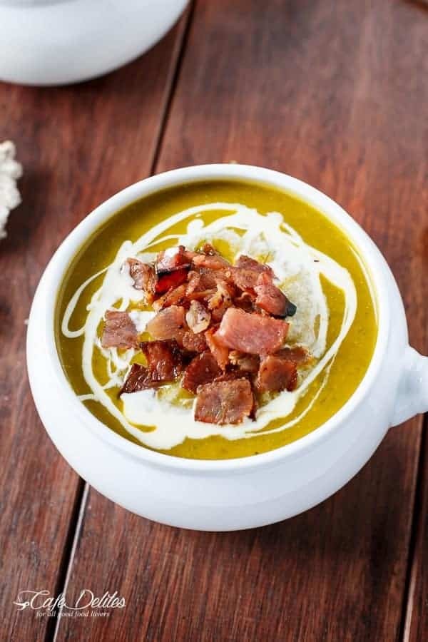 Creamy Pumpkin Spinach Soup, plus Crispy Bacon