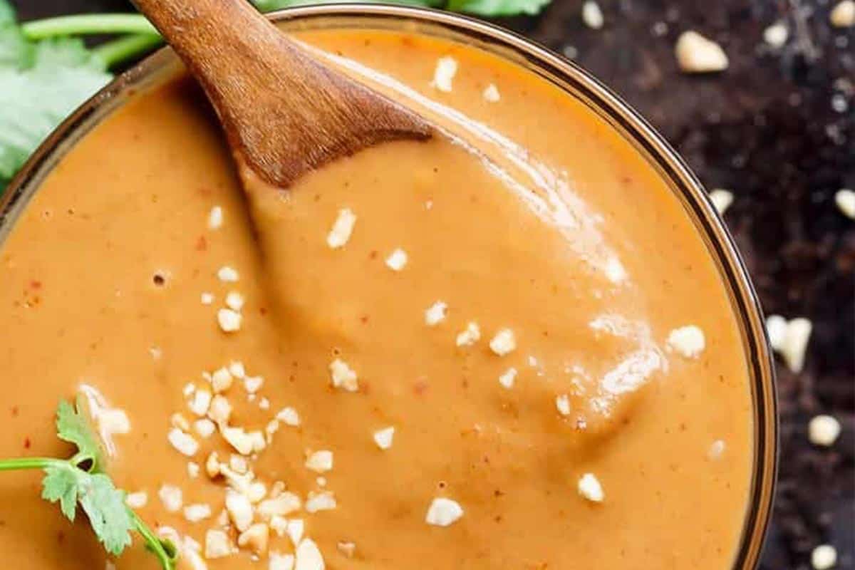 Close-up shot of Satay Dipping Sauce.