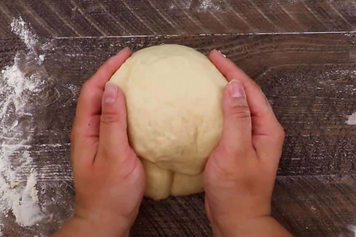 Kneading the dough.