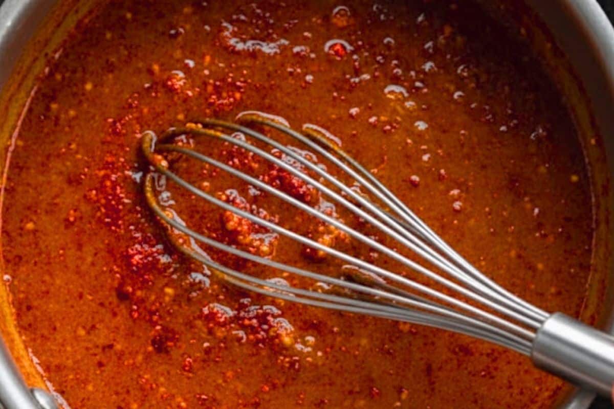 n a saucepan combine honey, whole grain mustard, Dijon, butter, garlic, and lemon juice. Whisk over low heat until smooth, then add chili or cayenne to taste.