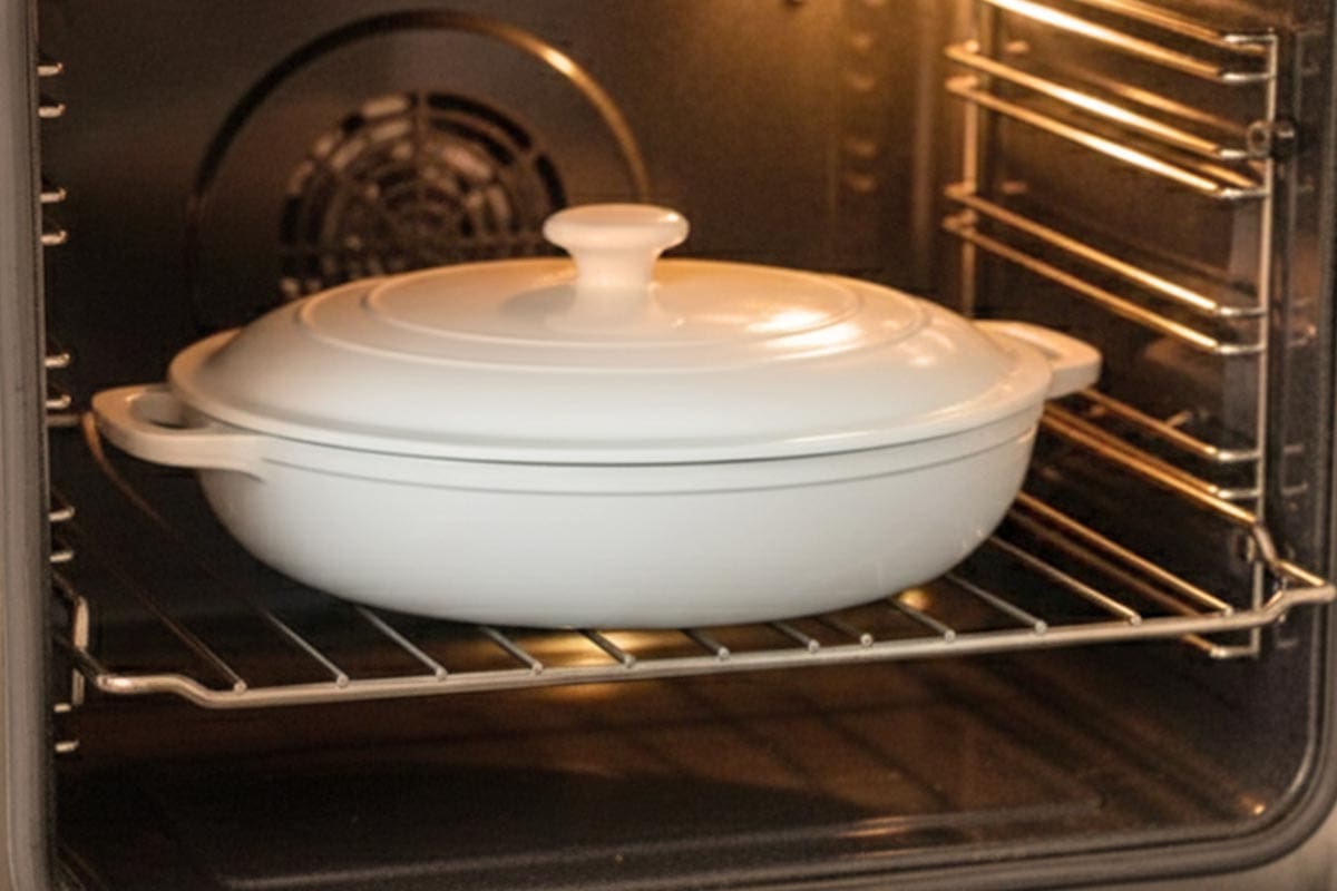 Covered the pan and placed in the oven.