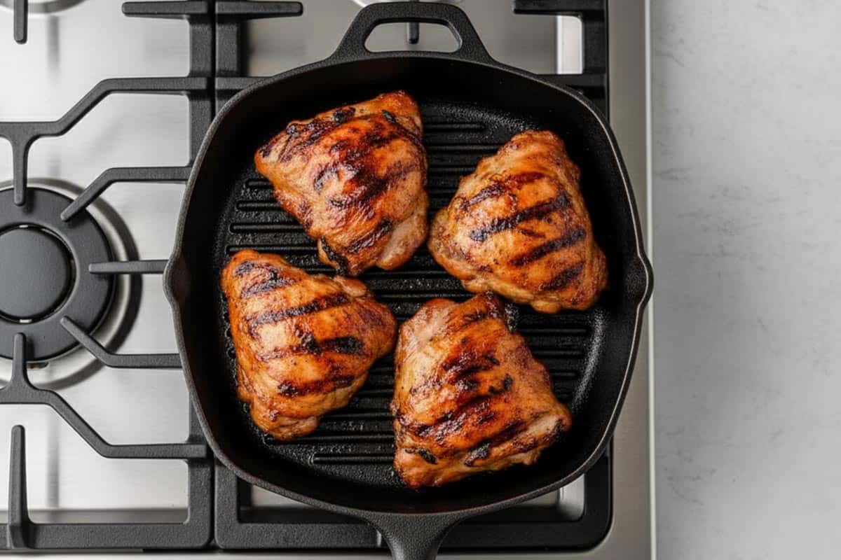 Grilling the chicken.