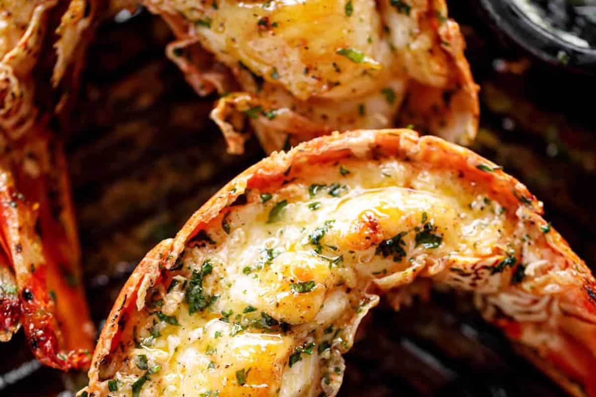 Close-up shot of Easy Grilled Lobster Tails.