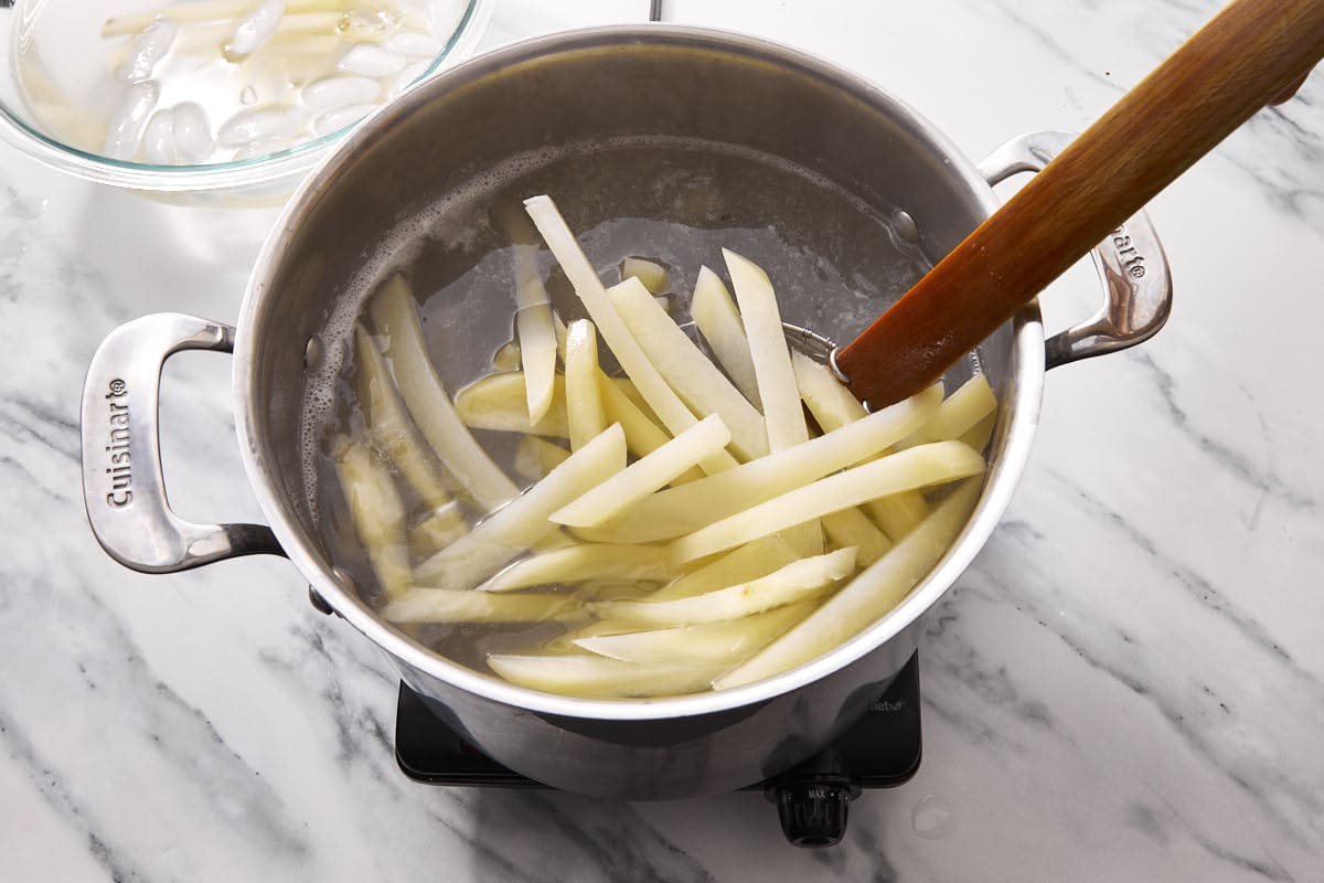uncooked fried in iced water