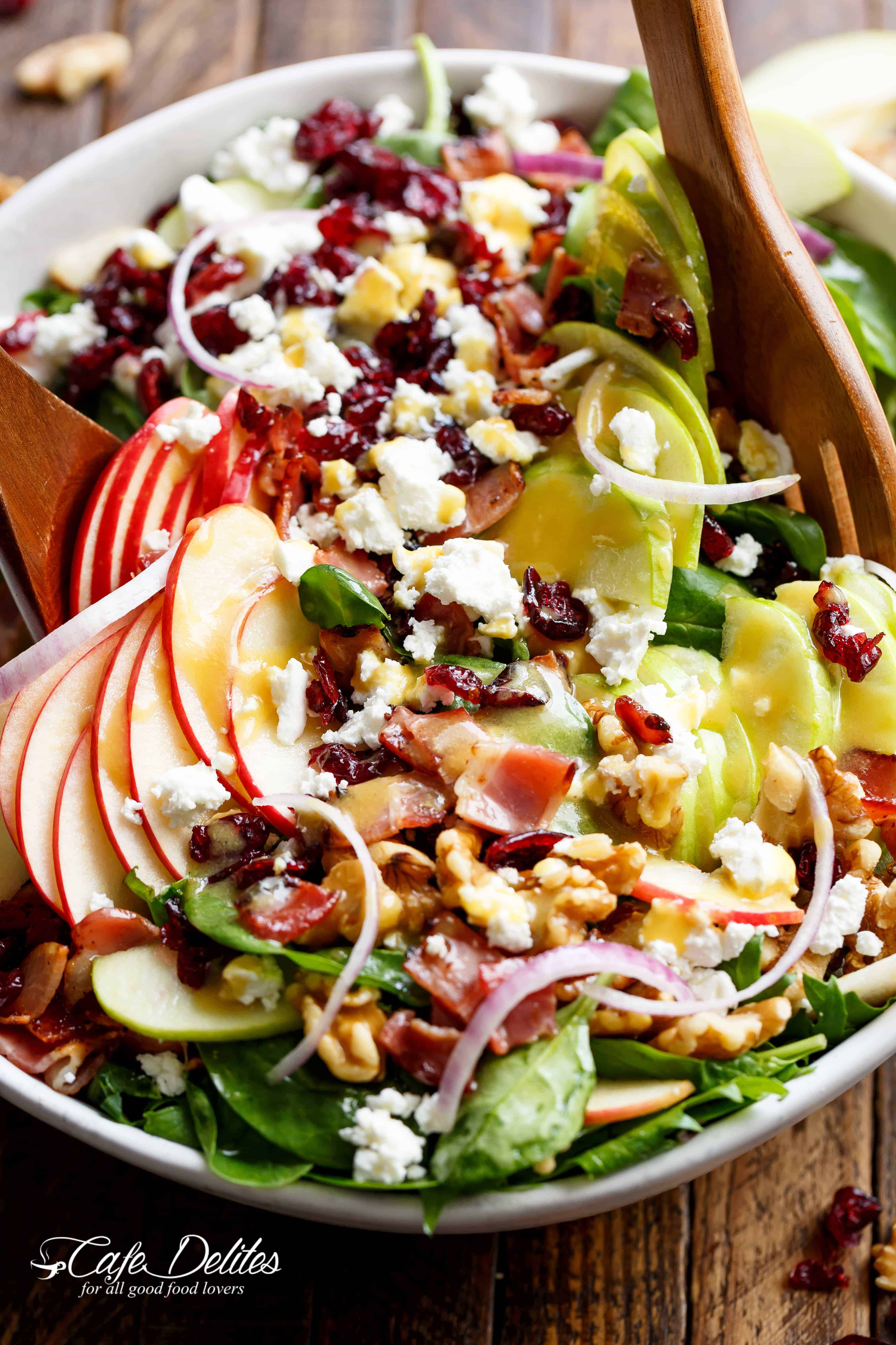 Honey Dijon Apple Cranberry Bacon Salad
