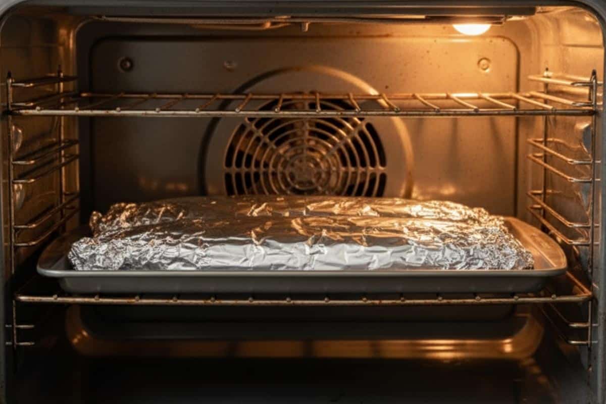 Placed the tray in the oven and bake.