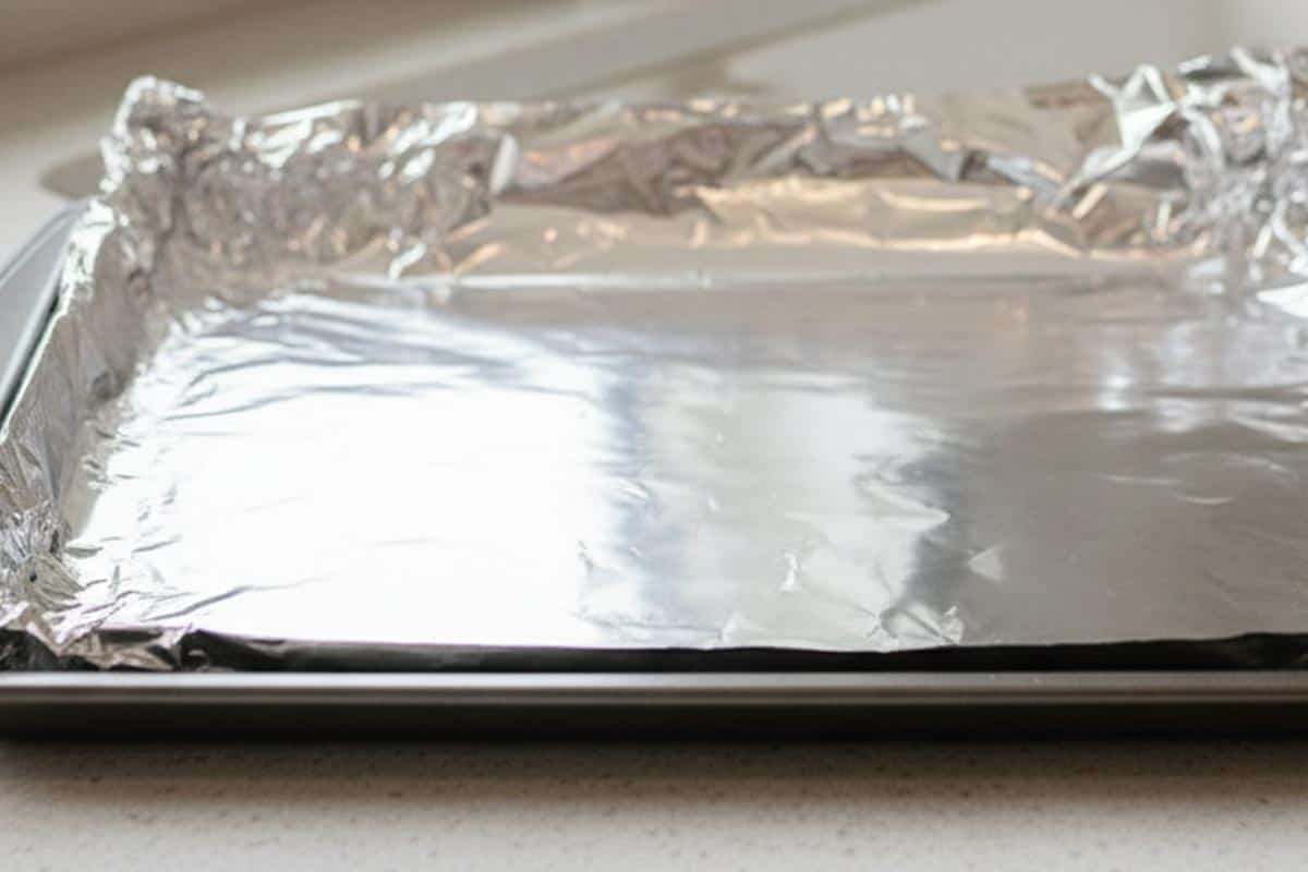 Lined a baking sheet with a large piece of foil.