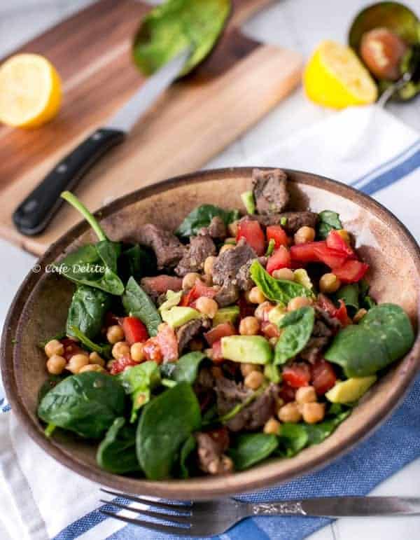 Lamb and Chickpea Salad in a bowl