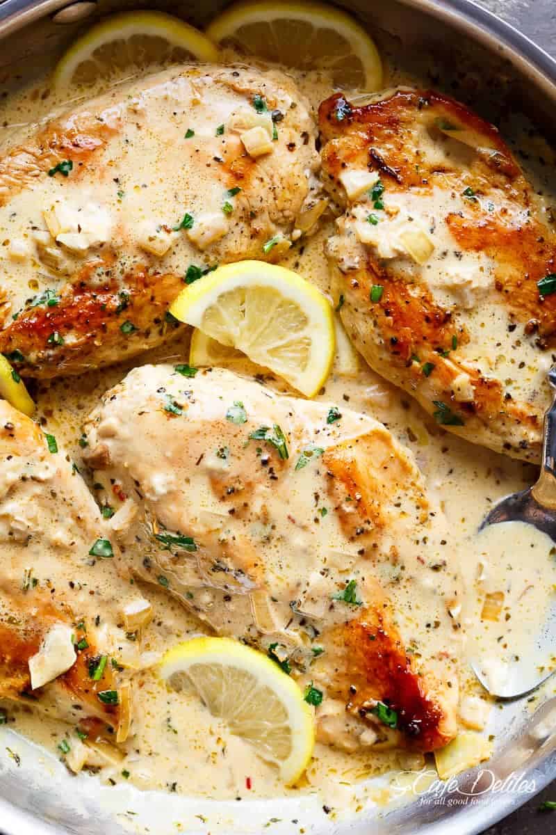 Lemon Chicken Scallopini with Lemon Garlic Cream Sauce looks good