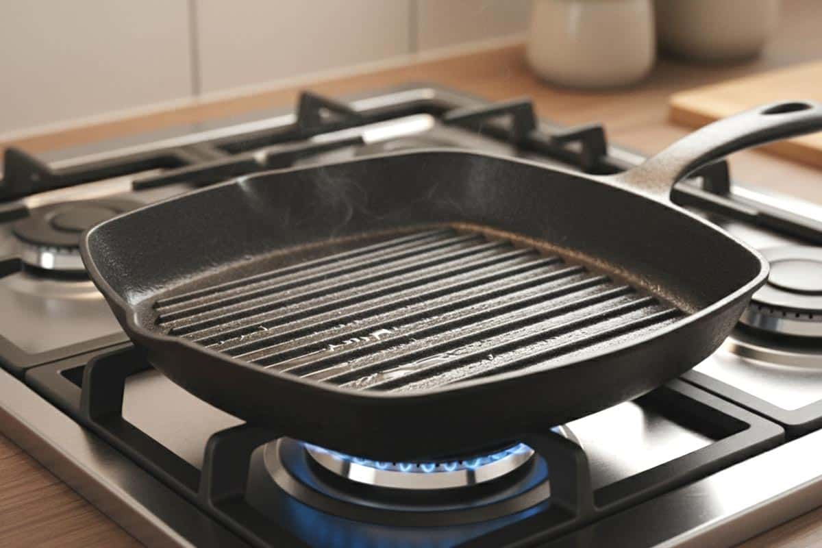Preheating the pan.