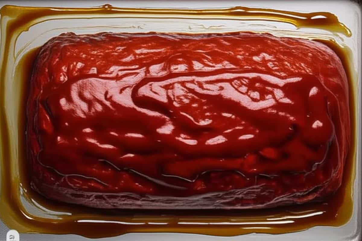 Formed meat mixture into a loaf shape on the prepared tray.