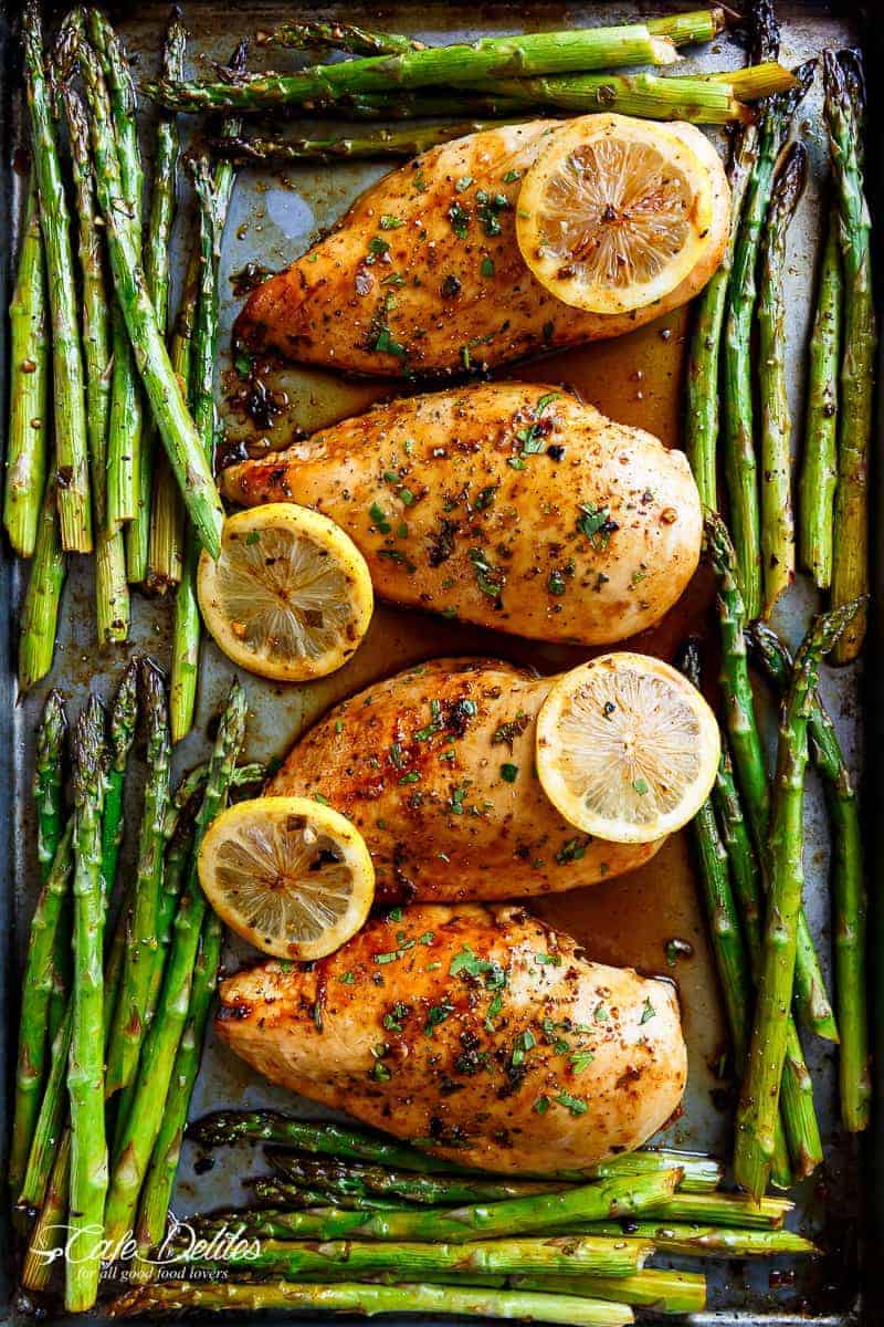 One Pan Honey Lemon Chicken and Asparagus