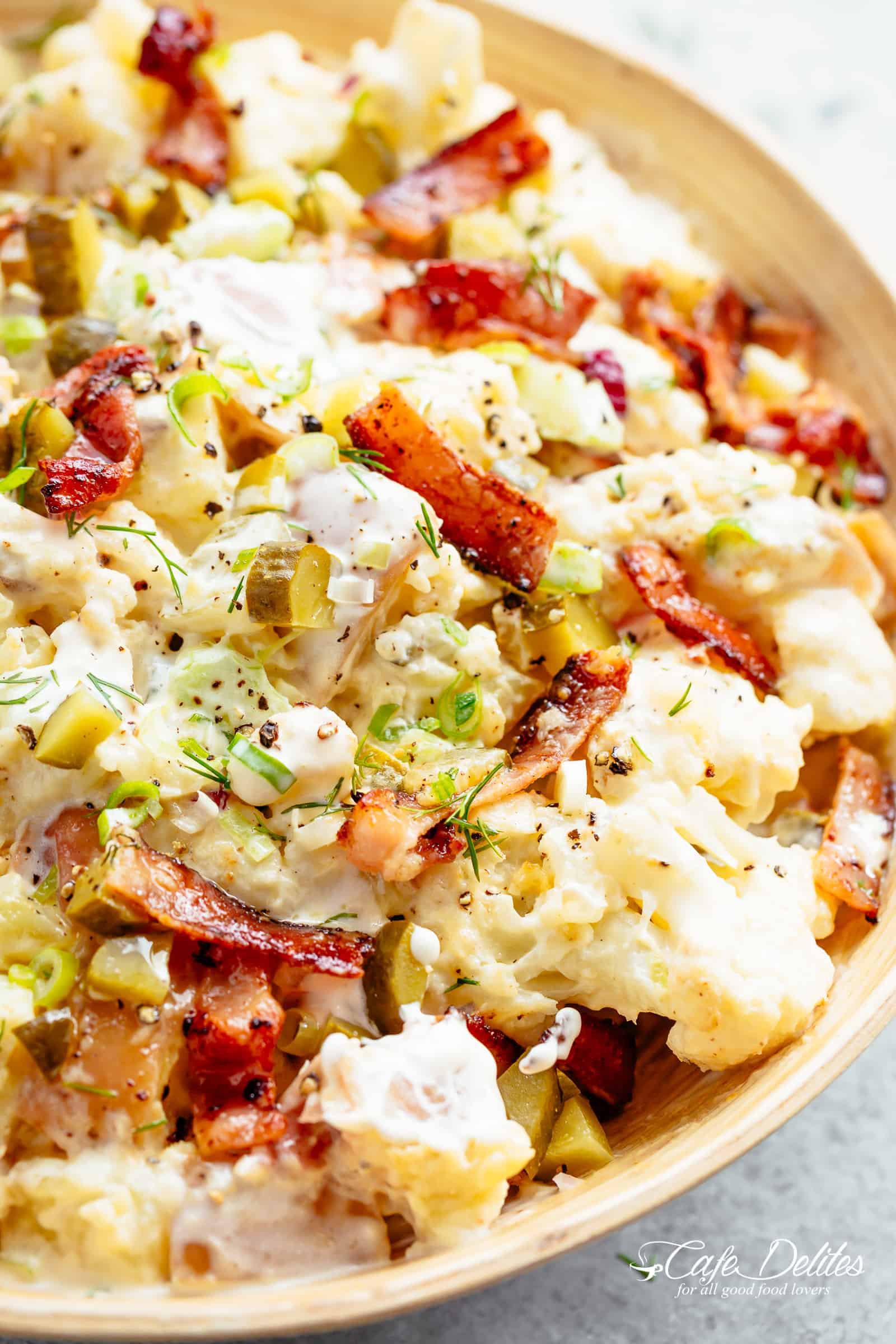 Potato Salad with Bacon in a bowl