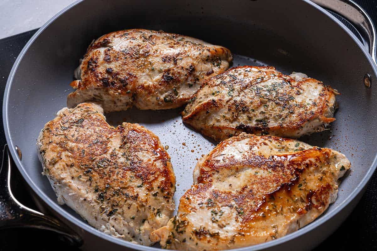 chicken breasts until opaque and no longer pink inside.