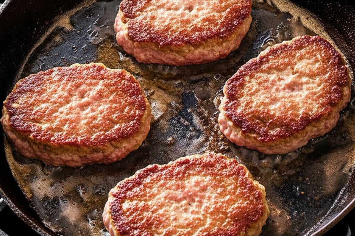 Patties in a pan.