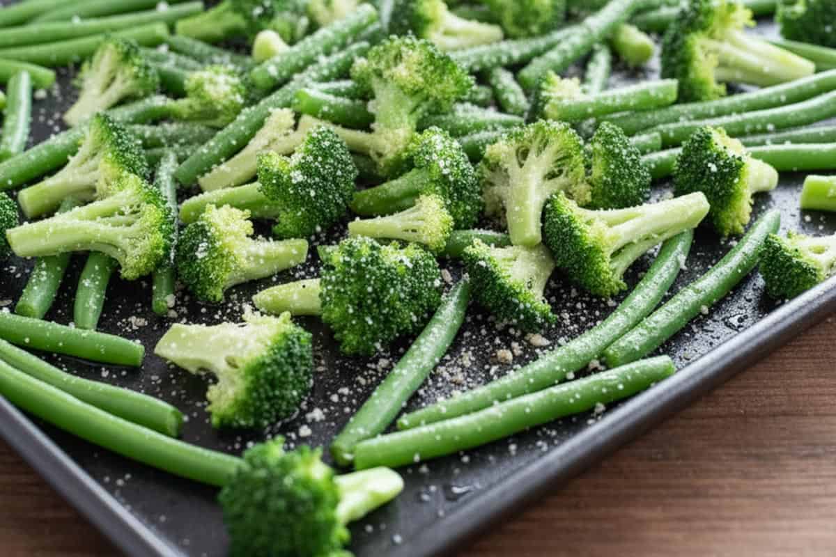 Parmesan cheese sprinkled on top of the the vegetables.