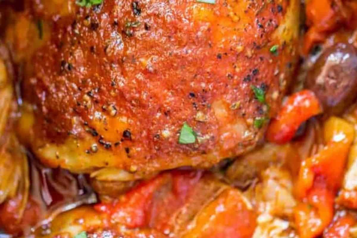 Cover and cook on high for 4 to 5 hours or on low for 7 to 8 hours, until the chicken is tender