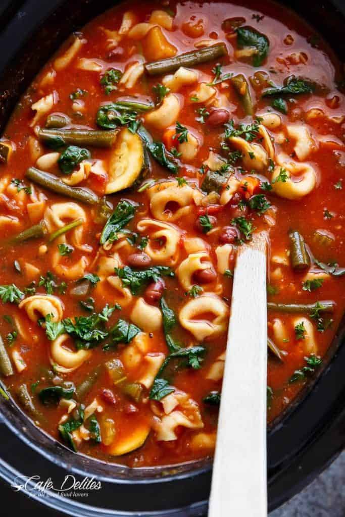 Slow Cooker Tortellini Minestrone Soup