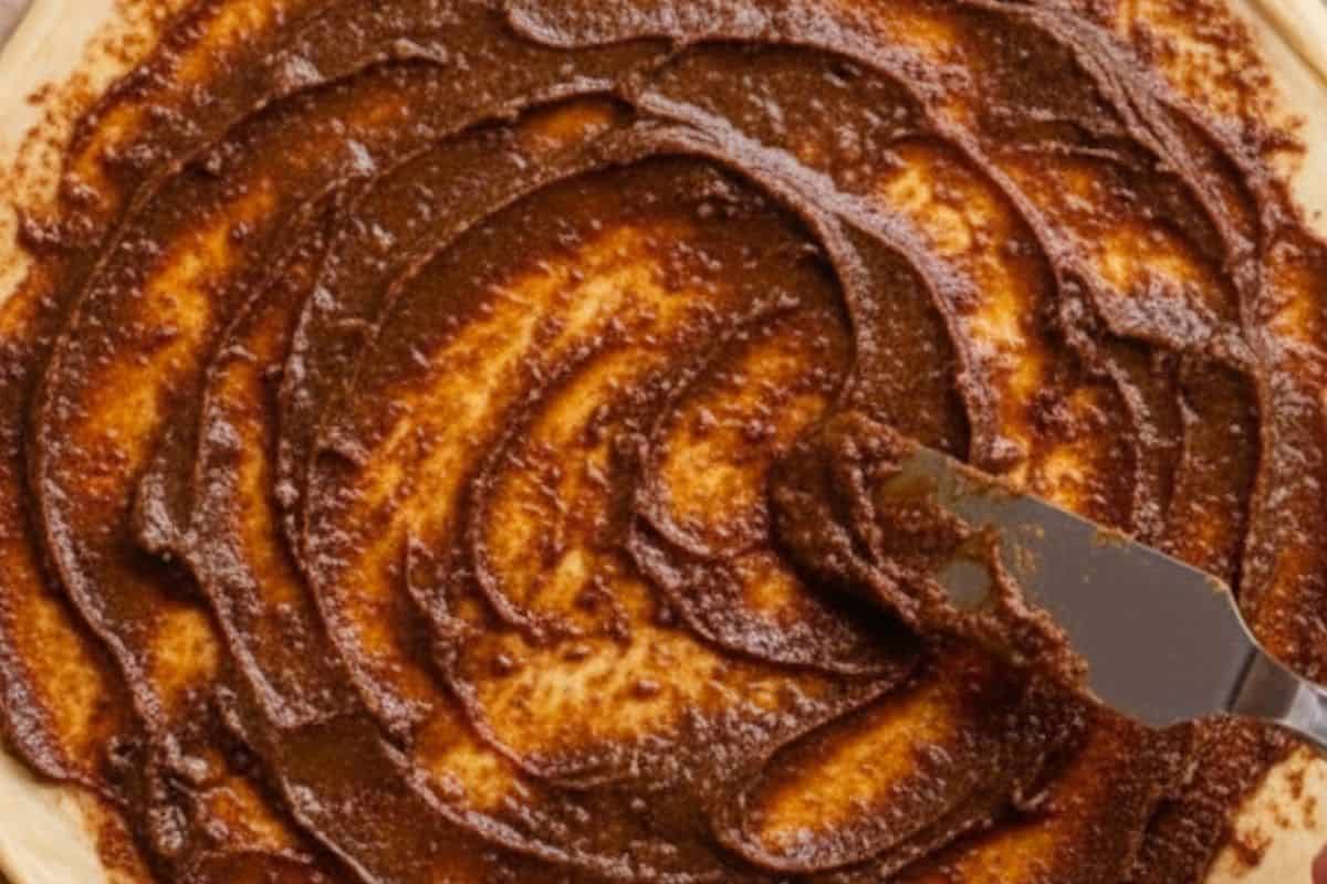 Transfer to the sheet and spread with one third of the butter and cinnamon sugar.