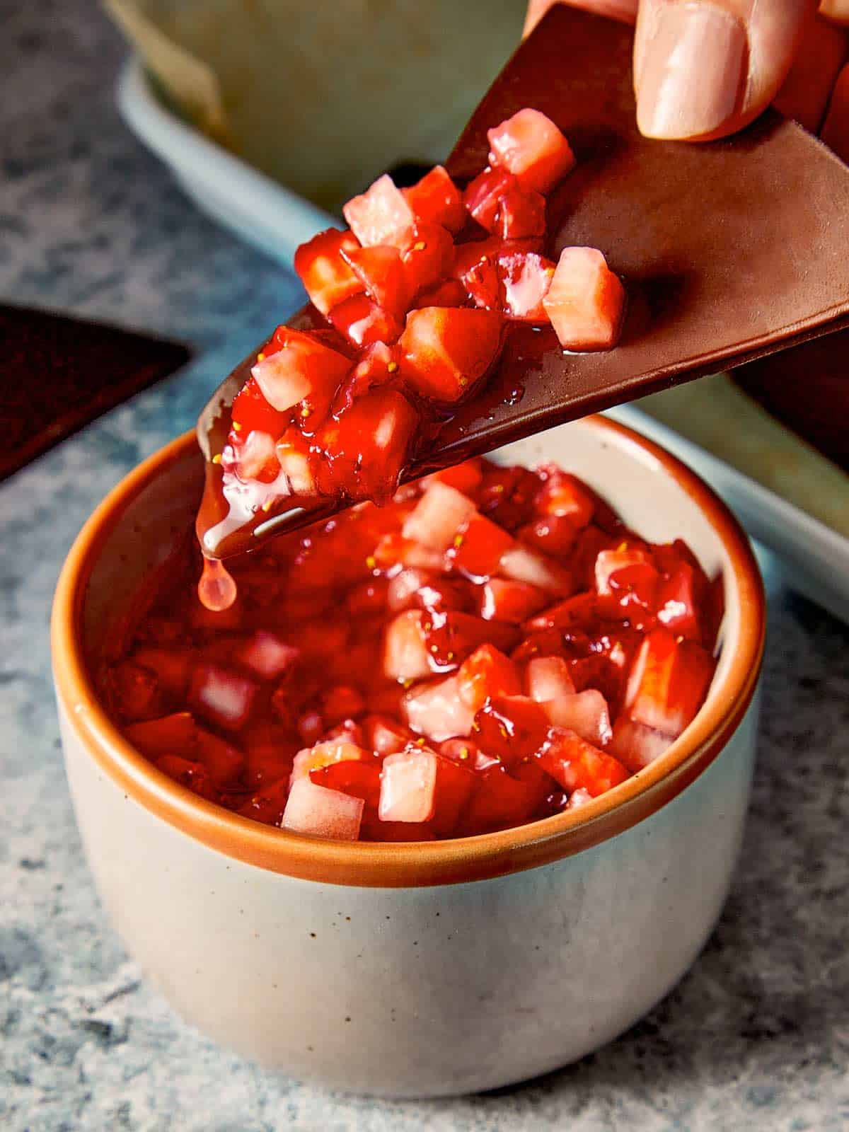 Strawberry salsa, plus chocolate chips