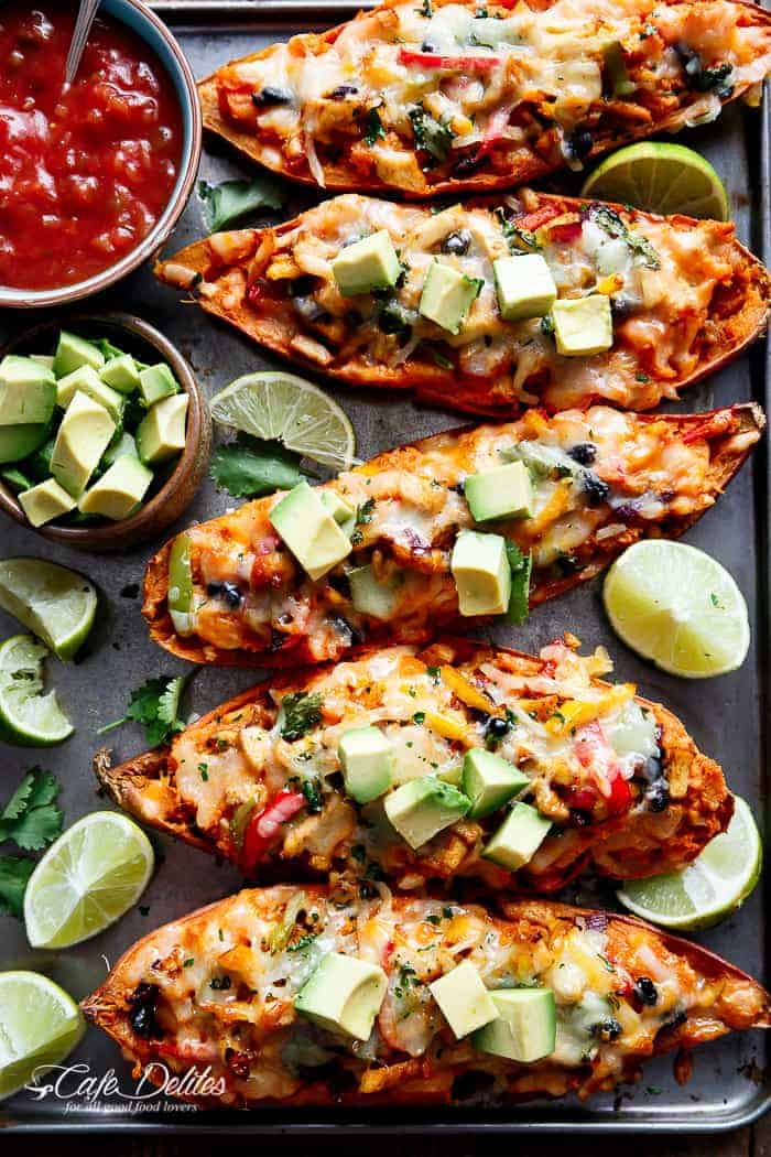 Twice Baked Sweet Potatoes Fajitas