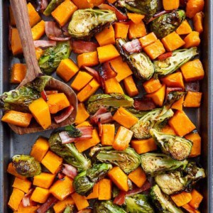Honey Roasted Butternut Squash & Brussels Sprouts With Bacon