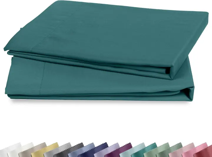 100% Cotton Sateen Pillowcases — Standard 2-Pack in Teal (Good Housekeeping Seal)