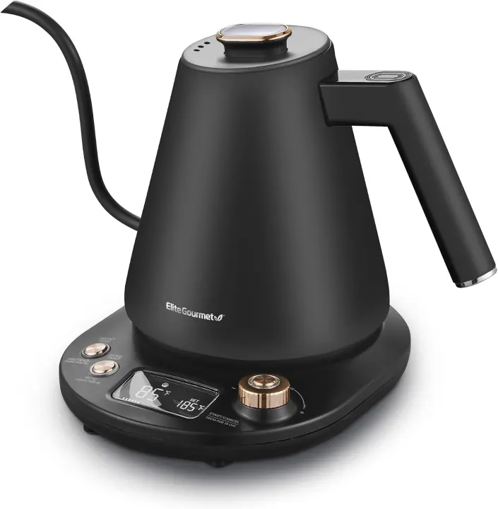 1L Digital Gooseneck Electric Kettle — 304 Stainless Steel, Matte Black