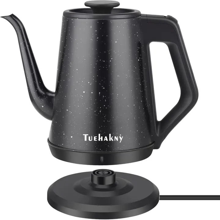 1L Gooseneck Electric Kettle — 1000W Stainless Steel, Black