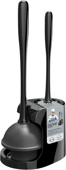 2-in-1 Toilet Plunger and Bowl Brush Combo (Black)