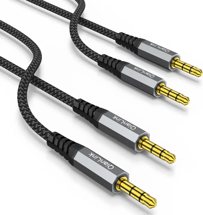 2-Pack 3.5mm AUX Cable — 6.6ft Nylon-Braided Stereo Lead