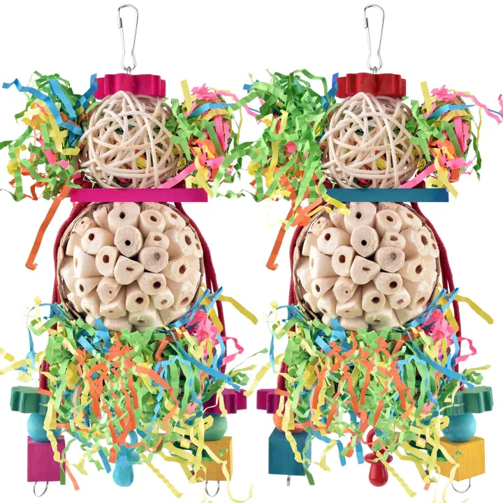 2-Pack Hanging Forage & Chew Toys for Small to Medium Parrots