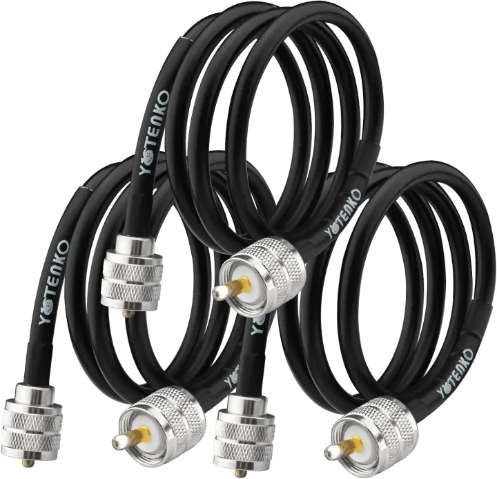 3-Pack RG8X 3 ft PL259 Coax Jumpers — Flexible Tinned Copper