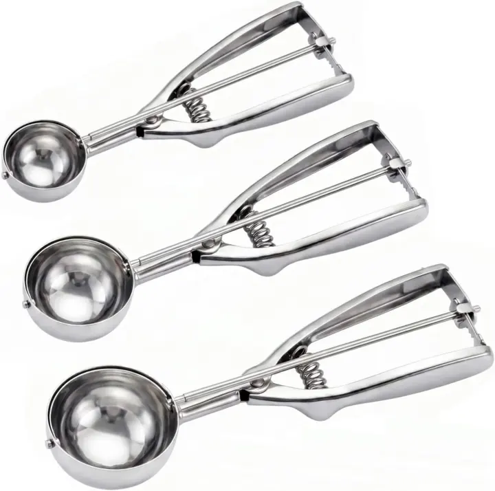 3-Piece Stainless Steel Ice Cream & Cookie Scoop Set