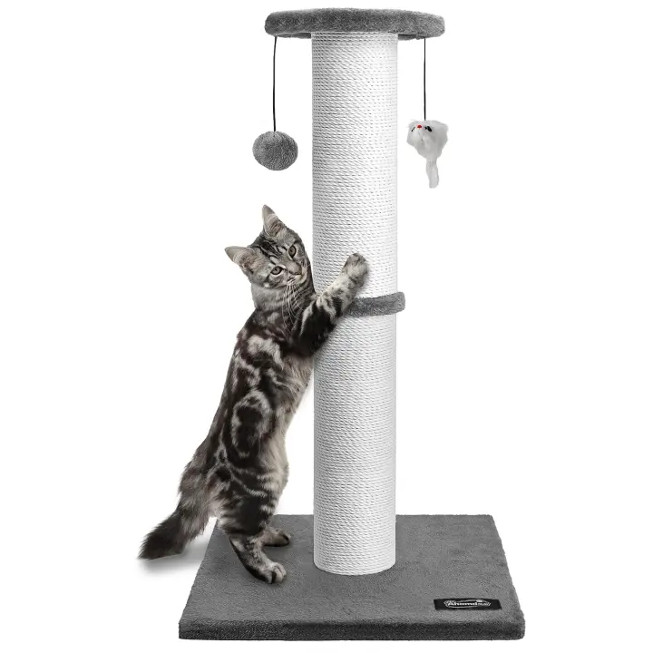 34-Inch Extra-Tall Cat Scratching Post for Large Cats — Gray
