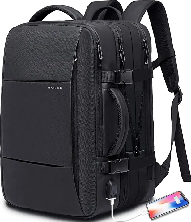 35L Expandable Travel Backpack — Carry-On Laptop Backpack, Waterproof
