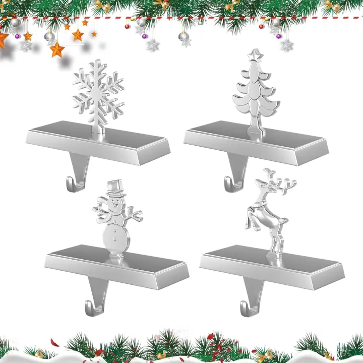 4-Pack Metal Christmas Stocking Holders — Mantel & Garland Hooks