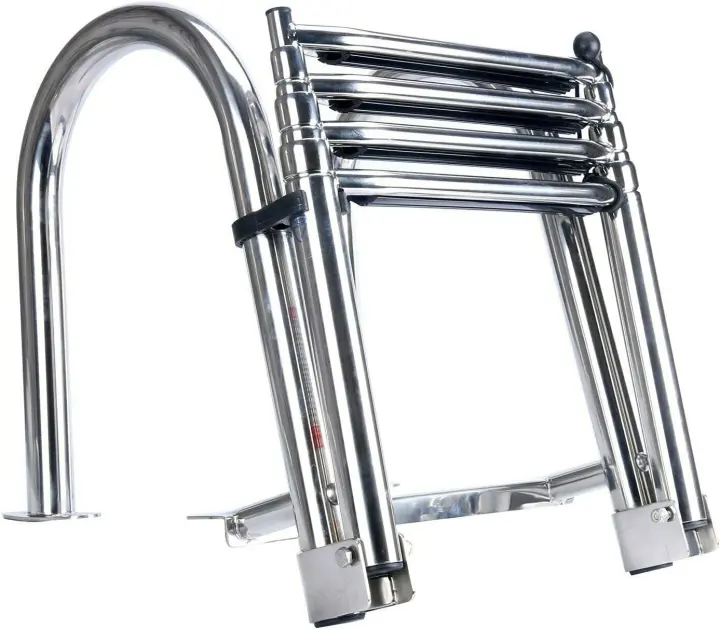 4-Step Folding 316 Stainless Rear-Entry Pontoon/Boat Ladder